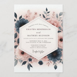Convites Casamento Painterly Slate Blush