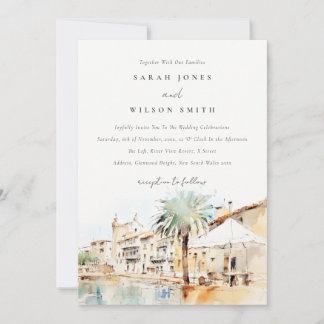 Convites Casamento Paisagem Aquarela de Maiorca Espanha