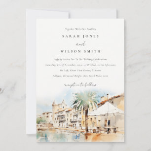 Convites Casamento Paisagem Aquarela em Maiorca Espanha