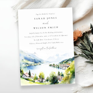 Convites Casamento Paisagem Aquarela Lungern Suíça