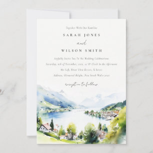 Convites Casamento Paisagem Aquarela Lungern Suíça