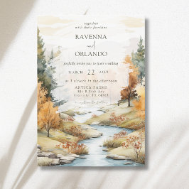 Convites Casamento Paisagem Florestal do Rio Outono Vintage