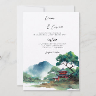 Convites Casamento Paisagem Tradicional Japonesa