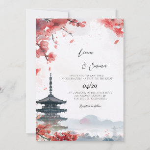 Convites Casamento Paisagem Tradicional Japonesa de Kyoto