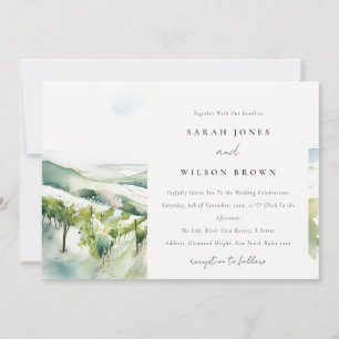Convites Casamento Paisagem Vinícola Aquarela Pastel Suave