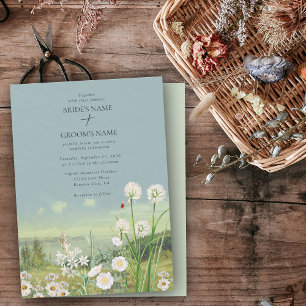 Convites Casamento paisagístico de Watercolor Wildflower