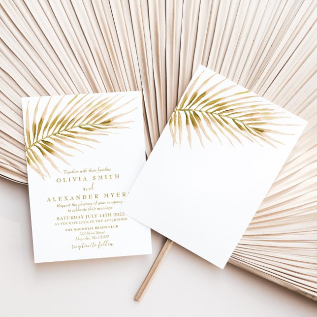 Convites Casamento Palma Dourada Tropical (Criador carregado)