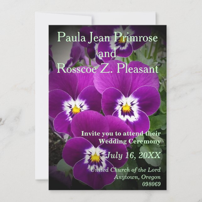 Convites Casamento Pansy Roxo (Frente)
