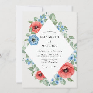 Convites Casamento Papoula Carmesim Azul