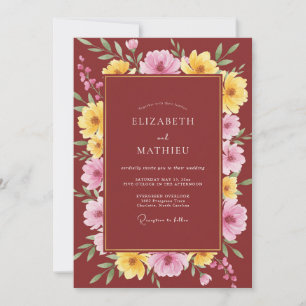 Convites Casamento Papoula Dourada Marrom