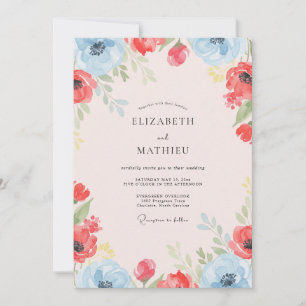 Convites Casamento Papoula Escarlate Coral