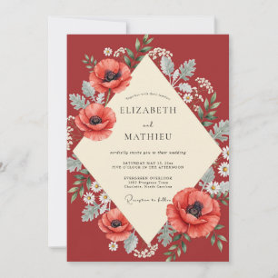 Convites Casamento Papoula Vermelho Tijolo