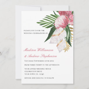 Convites Casamento Paradisíaco Floral Tropical Elegante