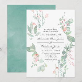 Convites Casamento Pastel Blush Greenery