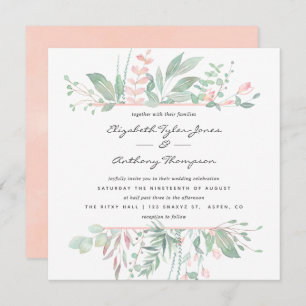 Convites Casamento Pastel Blush Greenery