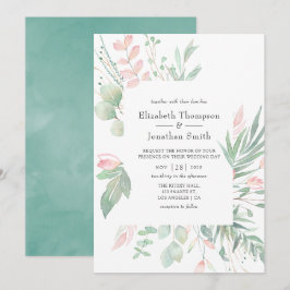 Convites Casamento Pastel Blush Greenery