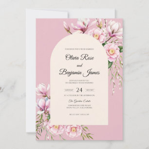 Convites Casamento Pastel com Magnólia