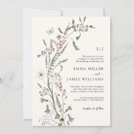 Convites Casamento Pastel de Flores Silvestres