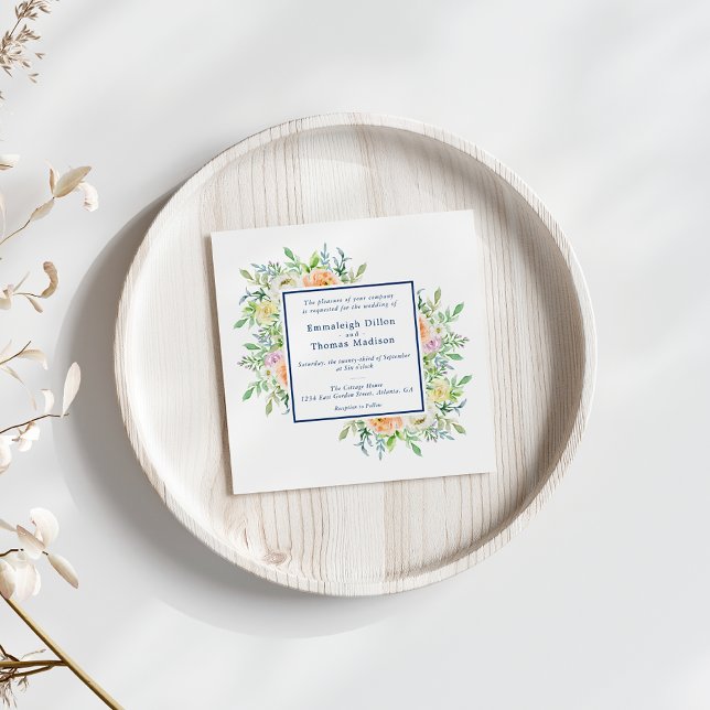 Convites Casamento Pastel Floral Garden Watercolor (Criador carregado)