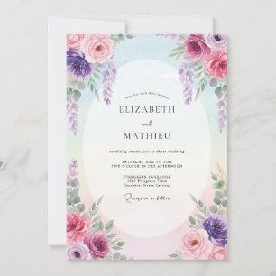 Convites Casamento Pastel Magenta Wisteria