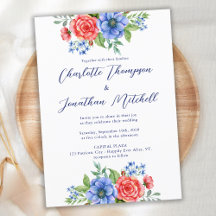Casamento Patriótico 4 de julho Azul Branco Vermel