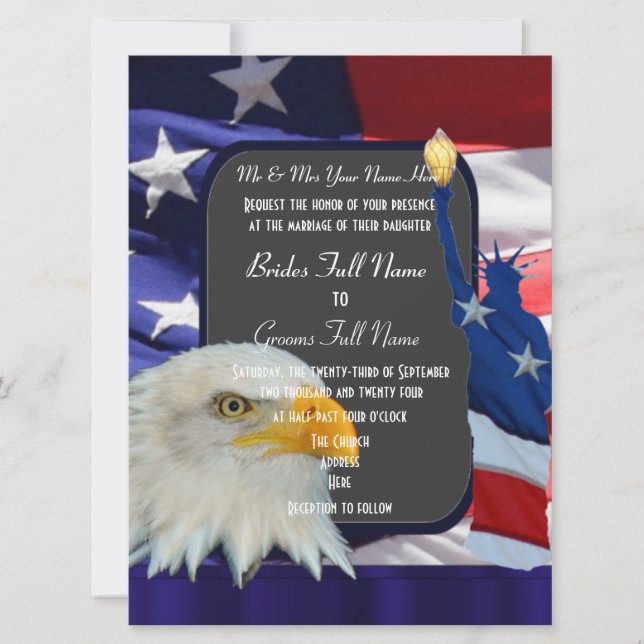 Convites Casamento Patriótico Americano (Frente)