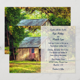 Convites Casamento Patriótico de Bandeira Americana Rustic