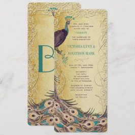 Convites Casamento Pavão Art Nouveau Berinjela Água Dourada