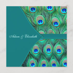 Convites Casamento Pavão Azul Turquesa