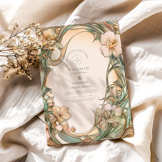Convites Casamento Peach Cream Bloom (Criador carregado)