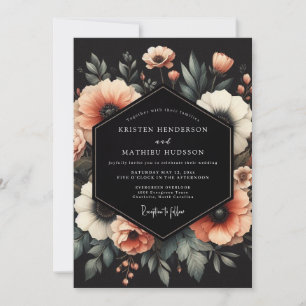 Convites Casamento Peach Noir Bloom