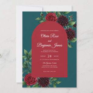 Convites Casamento Peônia Azul-carmesim