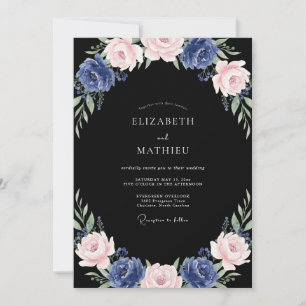 Convites Casamento Peônia Azul Meia-Noite
