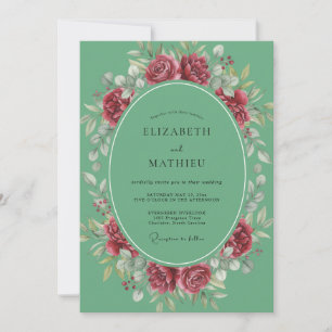 Convites Casamento Peônia Carmim Mint