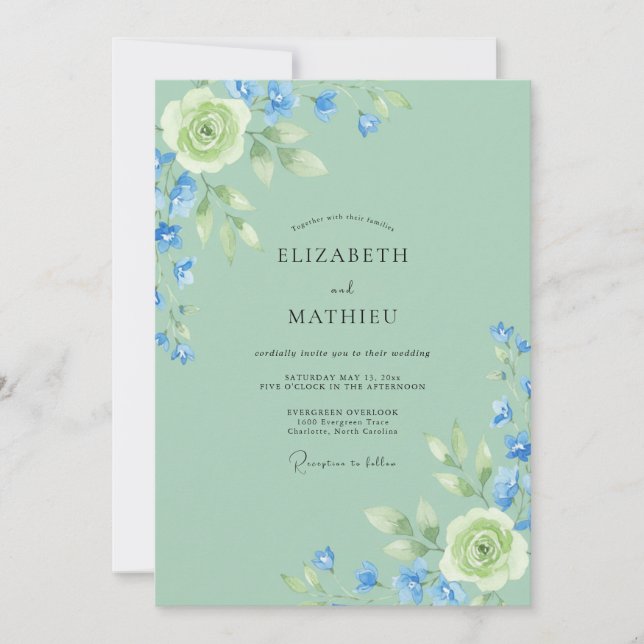 Convites Casamento Peônia Celadão Centáurea (Frente)
