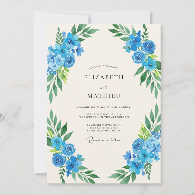 Convites Casamento Peônia Cerúlea (Frente)