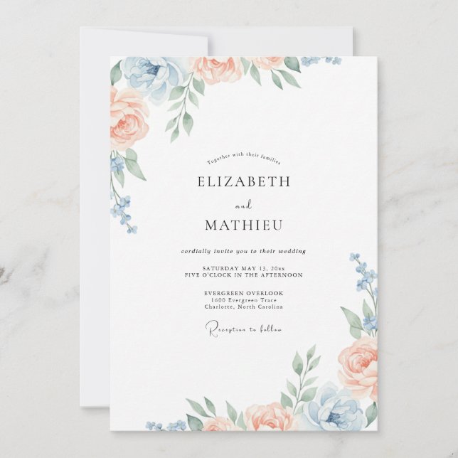 Convites Casamento Peônia Damasco Mil-flores (Frente)