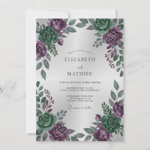 Convites Casamento Peônia Esmeralda Ameixa