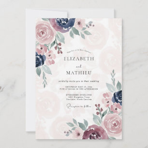 Convites Casamento Peônia Índigo Malva