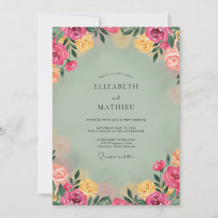 Convites Casamento Peônia Magenta Celadon