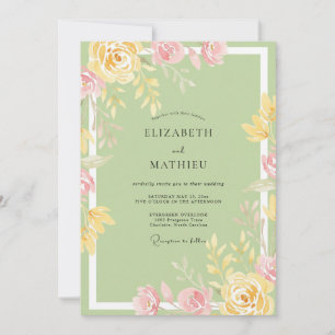 Convites Casamento Peônia Manteiga Celadon
