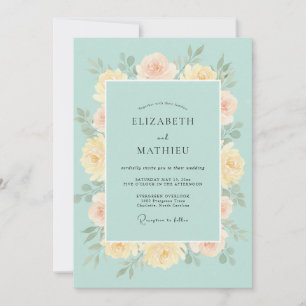 Convites Casamento Peônia Manteiga Celeste