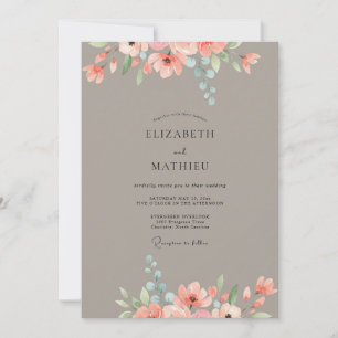 Convites Casamento Peônia Pêssego Taupe