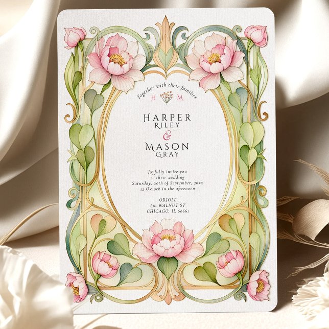 Convites Casamento Peônia Rosa (Criador carregado)