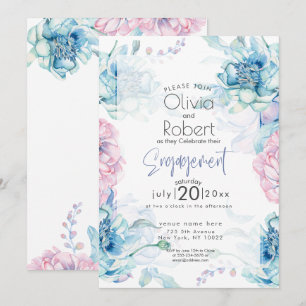 Convites Casamento  Pêonias Azuis e Bubblegum Rosa