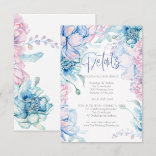 Convites Casamento  Pêonias Azuis e Bubblegum Rosa