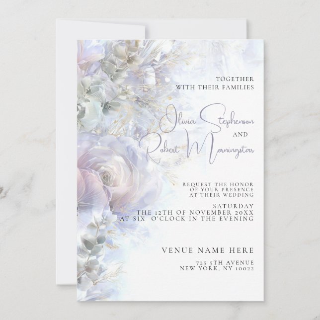 Convites Casamento | Peônias Elegantes (Frente)