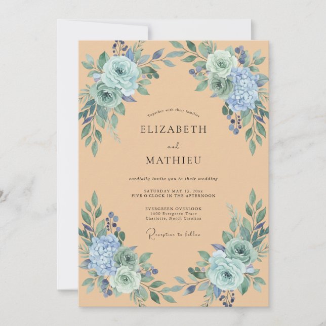 Convites Casamento Peony Peach (Frente)