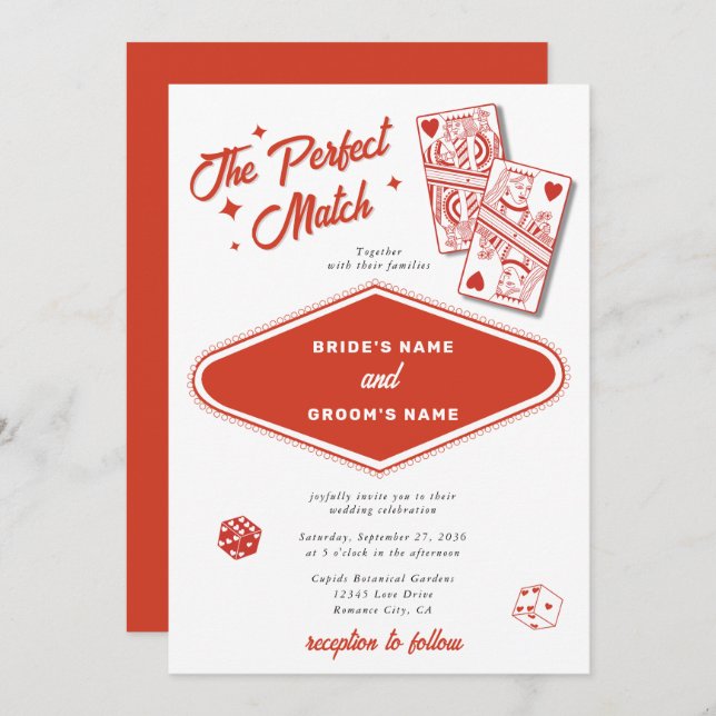 Convites Casamento Perfeito de Combinação de Destino de Las (Frente/Verso)