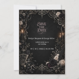 Convites Casamento Pérola Rosa Barroco Vitoriano Gótico